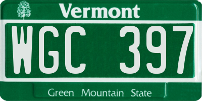 VT license plate WGC397