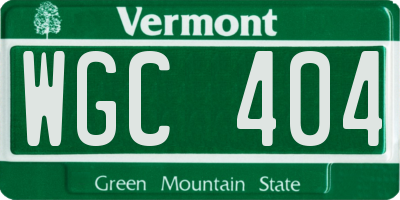 VT license plate WGC404