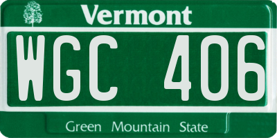 VT license plate WGC406