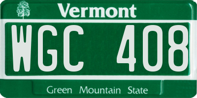 VT license plate WGC408