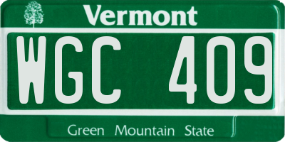 VT license plate WGC409