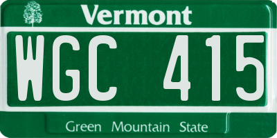 VT license plate WGC415