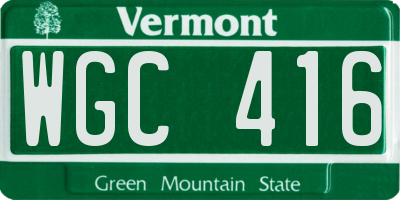VT license plate WGC416