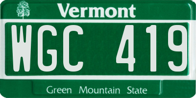 VT license plate WGC419