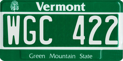 VT license plate WGC422