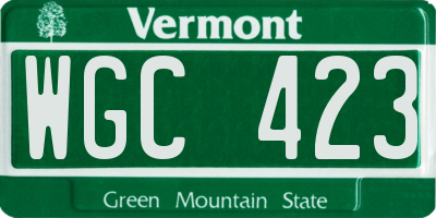 VT license plate WGC423