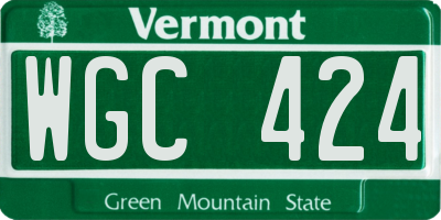 VT license plate WGC424