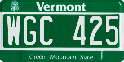 VT license plate WGC425