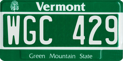 VT license plate WGC429