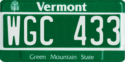 VT license plate WGC433