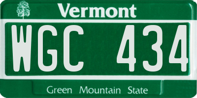 VT license plate WGC434