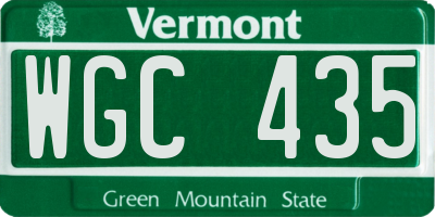 VT license plate WGC435