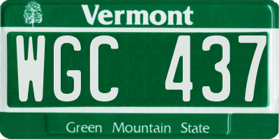 VT license plate WGC437