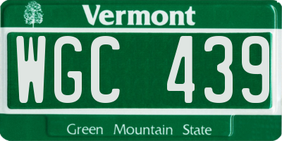 VT license plate WGC439
