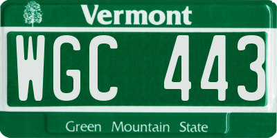 VT license plate WGC443