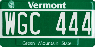 VT license plate WGC444