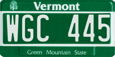 VT license plate WGC445