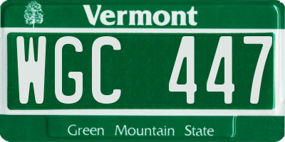 VT license plate WGC447
