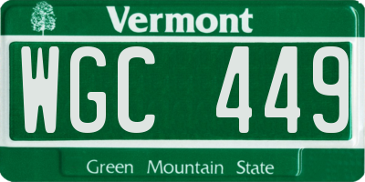 VT license plate WGC449