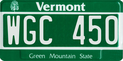 VT license plate WGC450