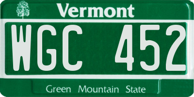 VT license plate WGC452