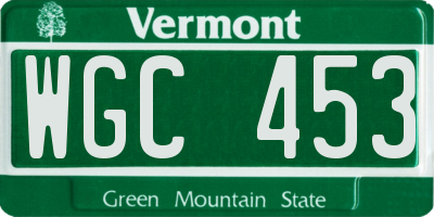 VT license plate WGC453