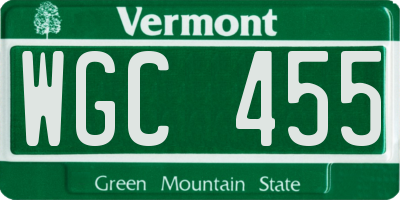 VT license plate WGC455