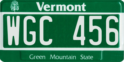 VT license plate WGC456