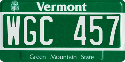 VT license plate WGC457
