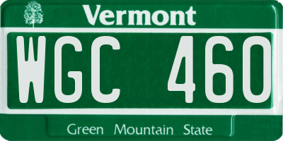 VT license plate WGC460