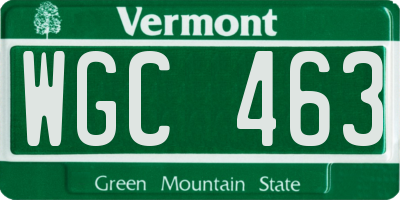 VT license plate WGC463