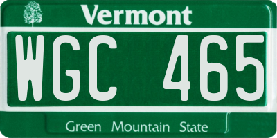 VT license plate WGC465