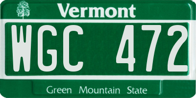 VT license plate WGC472