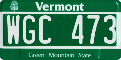 VT license plate WGC473