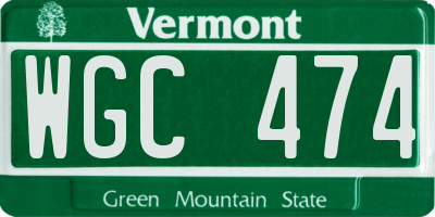 VT license plate WGC474
