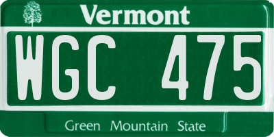 VT license plate WGC475
