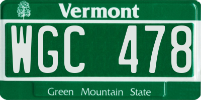 VT license plate WGC478