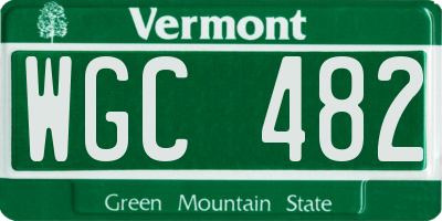 VT license plate WGC482