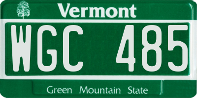 VT license plate WGC485