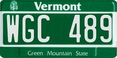 VT license plate WGC489