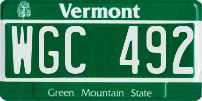 VT license plate WGC492