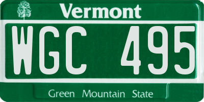 VT license plate WGC495