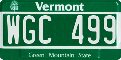 VT license plate WGC499