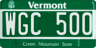 VT license plate WGC500