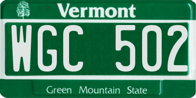 VT license plate WGC502