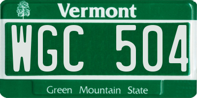 VT license plate WGC504