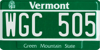 VT license plate WGC505