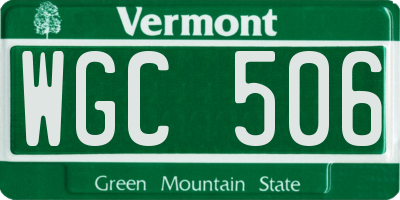 VT license plate WGC506