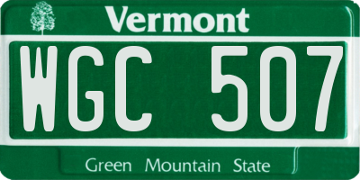 VT license plate WGC507