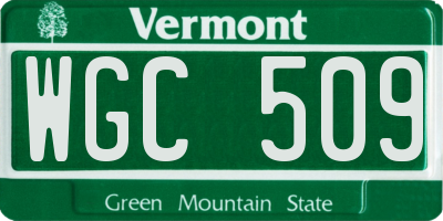 VT license plate WGC509